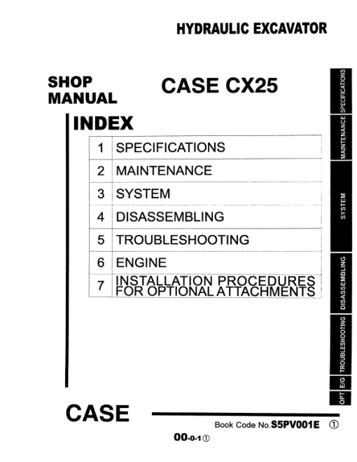 Case CX25 Excavator Service Manual