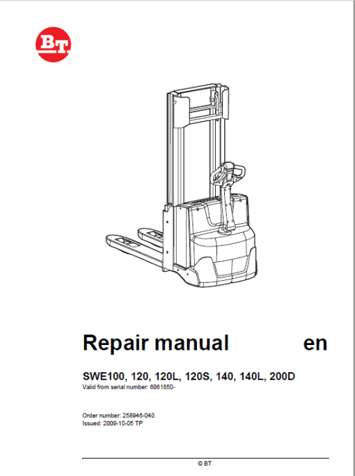 BT SWE100, SWE120, SWE120L, SWE120S, SWE140, SWE140L, SWE200D Service Manual