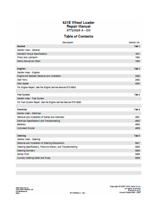 Case 621E Wheel Loader Service Manual