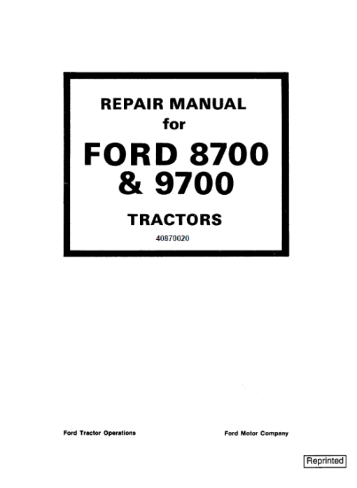 Ford 8700 and 9700 Tractor Service Manual