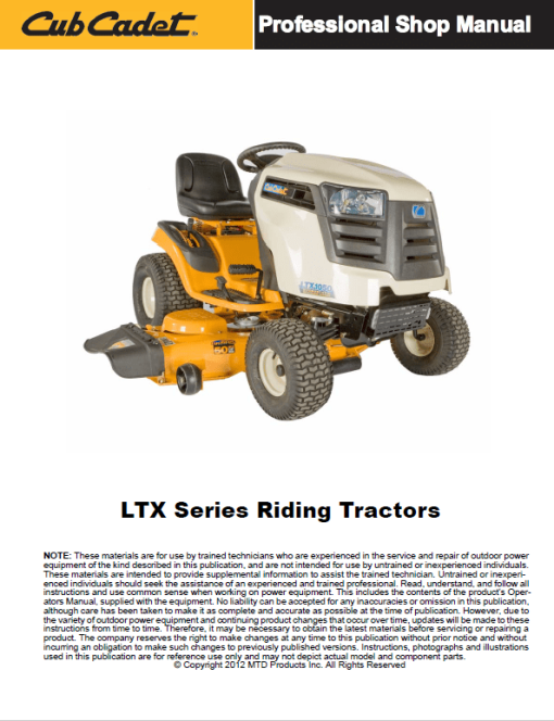 Cub Cadet LTX Series Tractors Service Manual