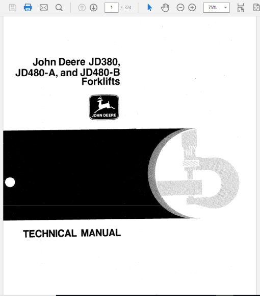 John Deere 380, 480A, 480B Forklift Technical Manual (TM1060)