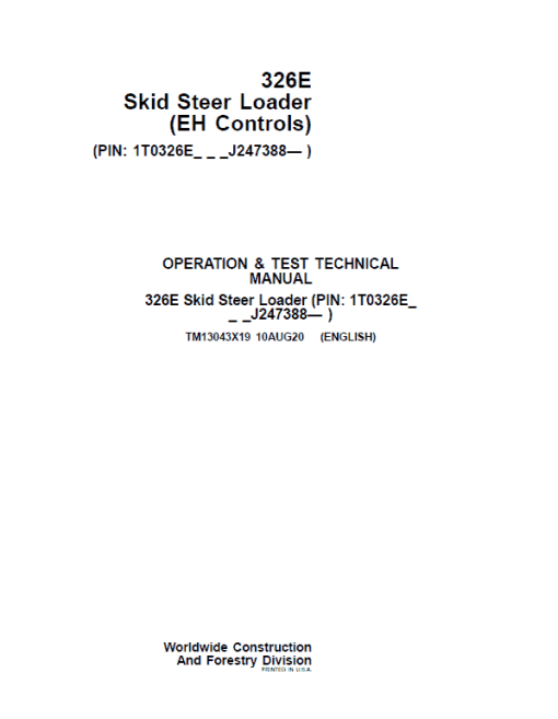 John Deere 326E SkidSteer Loader Technical Manual (EH Controls - SN after J247388) - Image 2