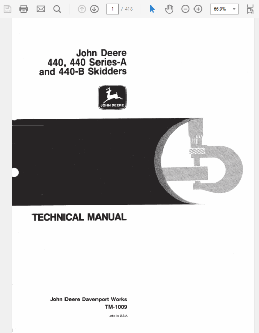 John Deere 440, 440A, 440B Skidder Technical Manual (TM1009)