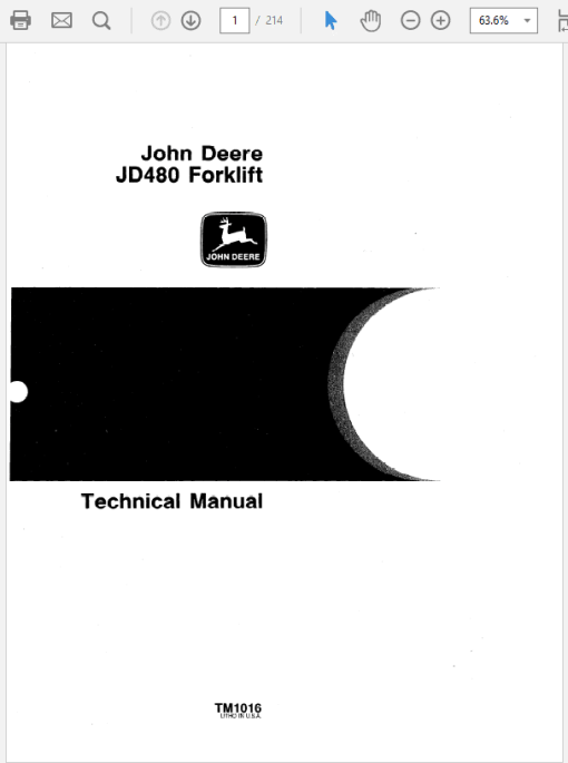 John Deere 480 Forklift Repair Technical Manual (TM1016)