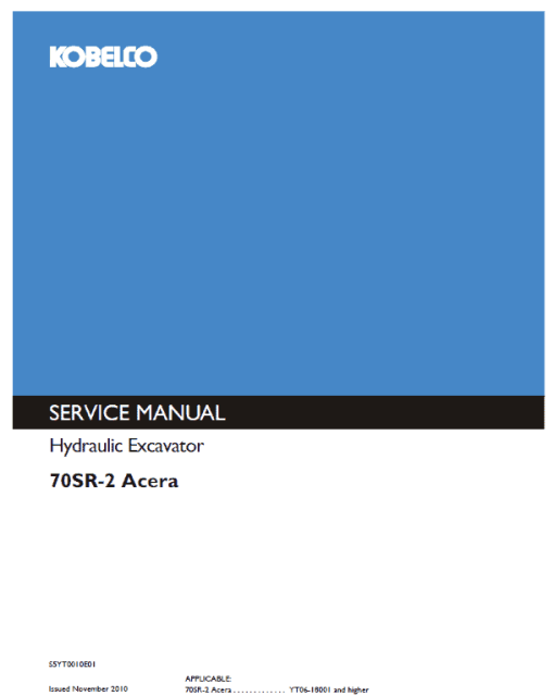 Kobelco 70SR-2 ACERA Excavator Service Manual