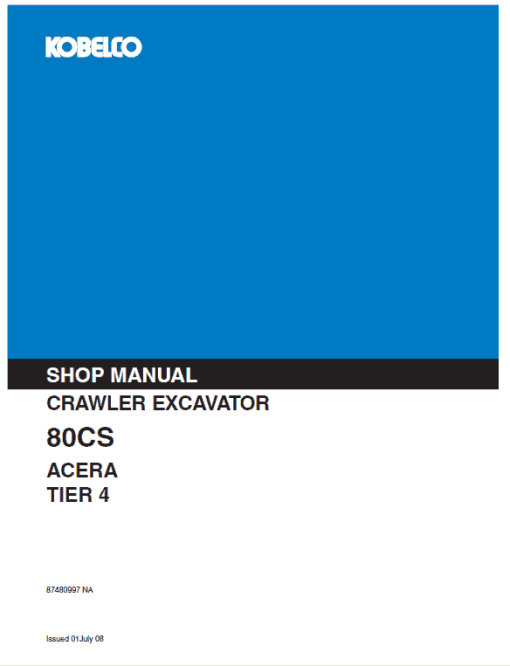 Kobelco 80CS ACERA Tier 4 Excavator Service Manual