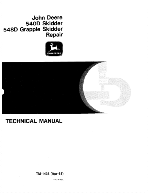 John Deere 540D, 548D Skidder Repair Technical Manual