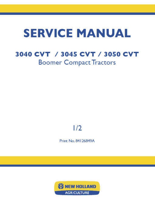 New Holland Boomer 3040 CVT, 3045 CVT and 3050 CVT Tractor Manual - Image 2