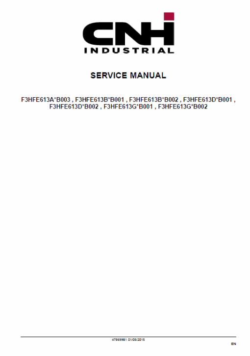 Cursor 13 Single Stage Turbocharger Tier 4B and Stage IV Engine Service Manual