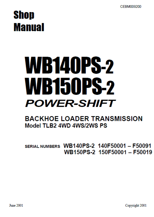 Komatsu WB140PS-2 and WB150PS-2 Backhoe Loader Service Manual - Image 4