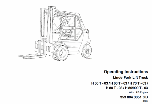 Linde Type 353 Forklift Truck: H50, H60, H70, H80 Repair Service Training Manual - Image 11