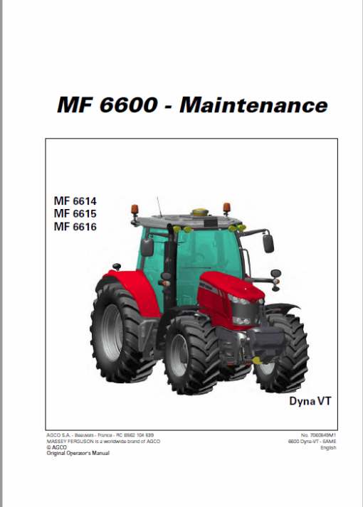 Massey Ferguson 6612, 6613, 6614, 6615 Tractor Service Manual - Image 4