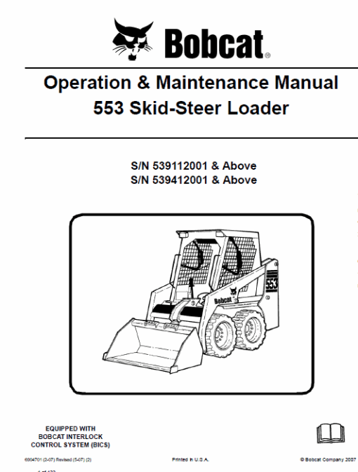 Bobcat 553 Skid-Steer Loader Service Manual - Image 10