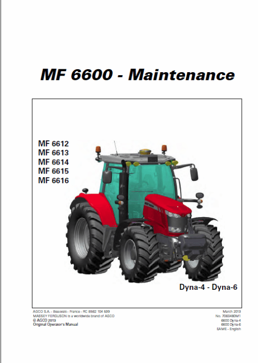 Massey Ferguson 6612, 6613, 6614, 6615 Tractor Service Manual - Image 5