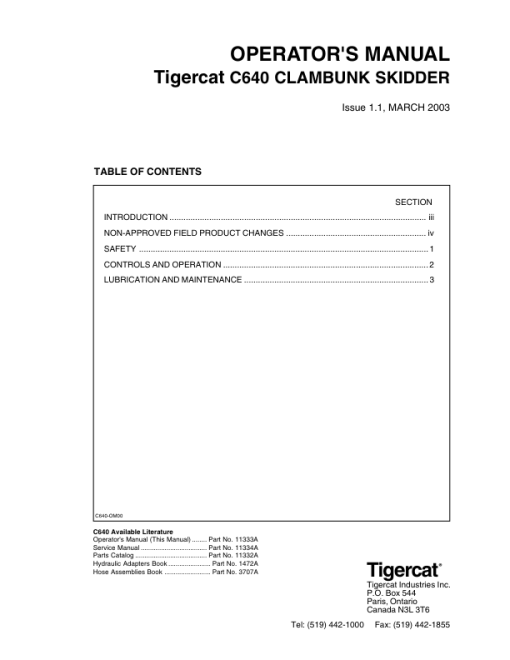 Tigercat C640 Skidder Repair Service Manual (6401001 – 6401499) - Image 5