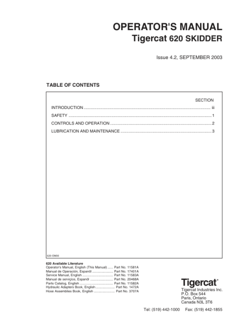 Tigercat 620 Skidder Repair Service Manual (6200111 - 6200499) - Image 5