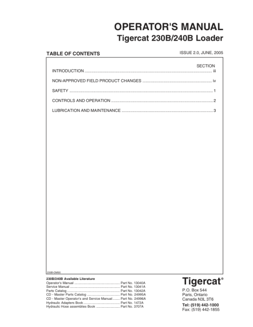 Tigercat 230B, 240B Loader Repair Service Manual - Image 5