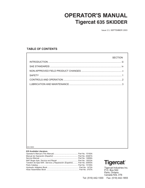 Tigercat 635 Skidder Repair Service Manual (6350101 – 6350499) - Image 2