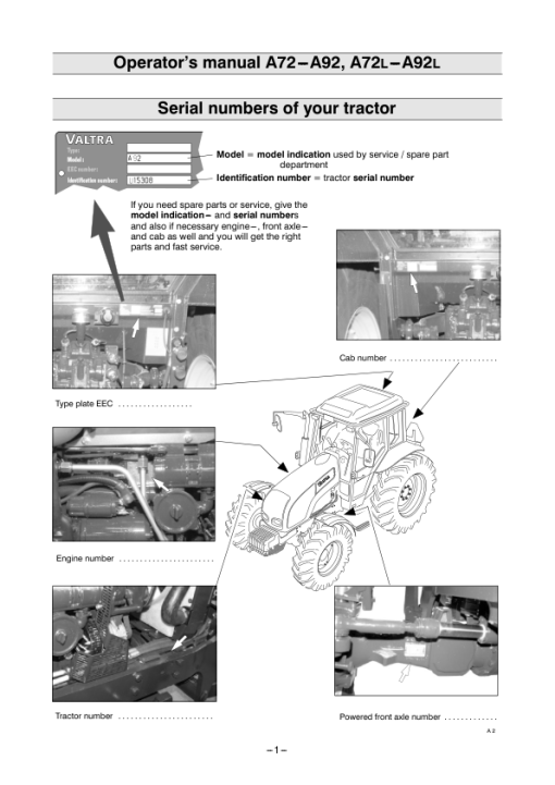 Valtra A72, A72L, A82, A82L, A92, A92L Tractors Repair Manual - Image 4