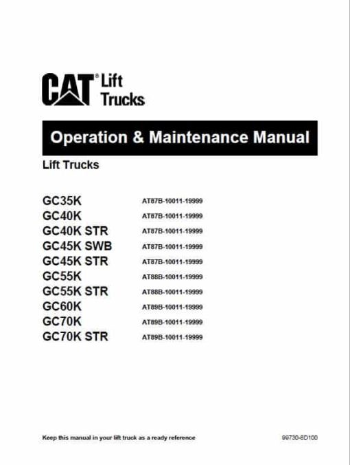 CAT GC55K, GC55K STR, GC60K, GC70K, GC70K STR Lift Truck Service Manual - Image 2