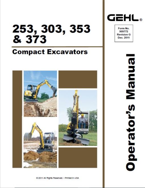 Gehl GE 253, GE 303, GE 353, GE 373 Excavator Repair Service Manual - Image 2