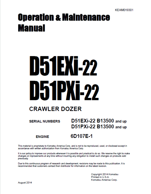 Komatsu D51EXi-22, D51PXi-22 Dozer Service Manual - Image 3