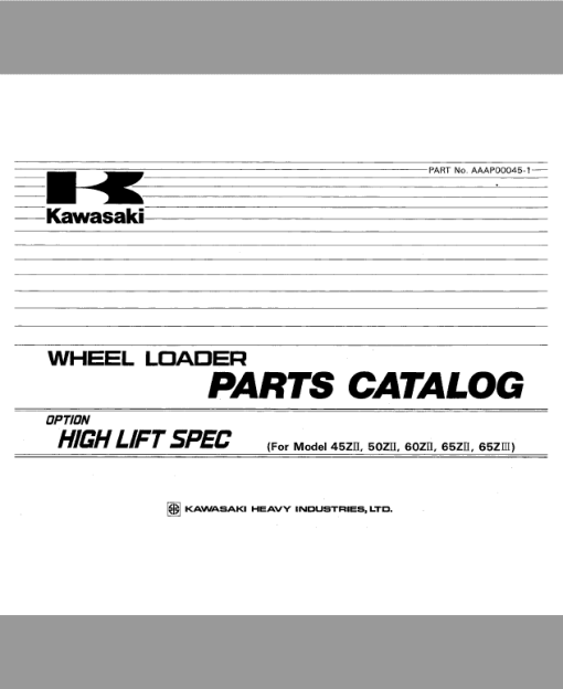 Kawasaki 65ZIII Wheel Loader Service Manual - Image 2