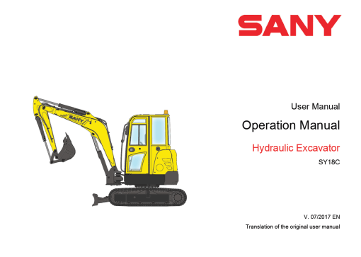 Sany SY18C Hydraulic Excavator Repair Service Manual - Image 2