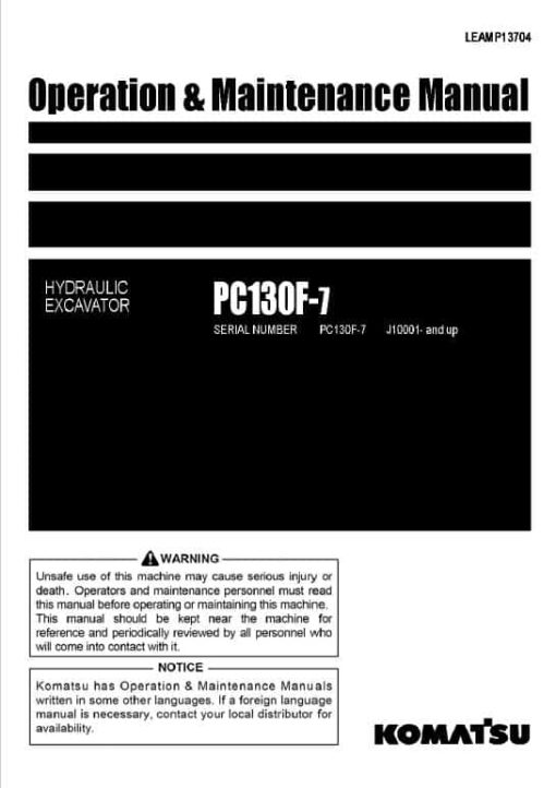 Komatsu PC130F-7 Excavator Repair Service Manual - Image 2