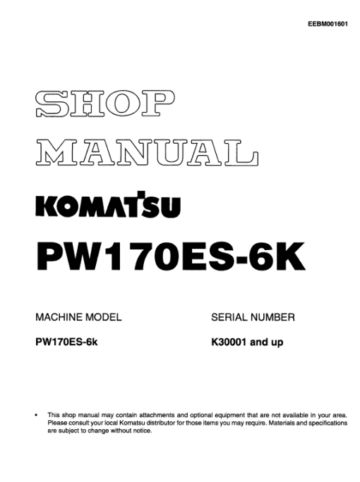 Komatsu PW170ES-6K Excavator Service Manual - Image 2