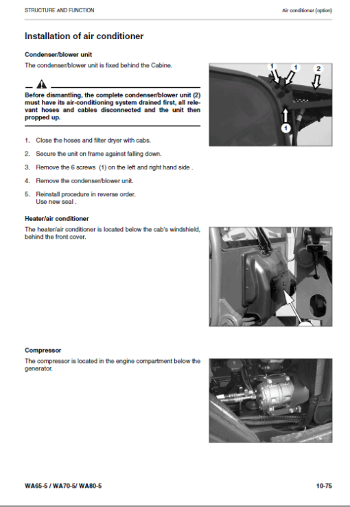 Komatsu WA65-5, WA70-5, WA80-5 Wheel Loader Service Manual - Image 2