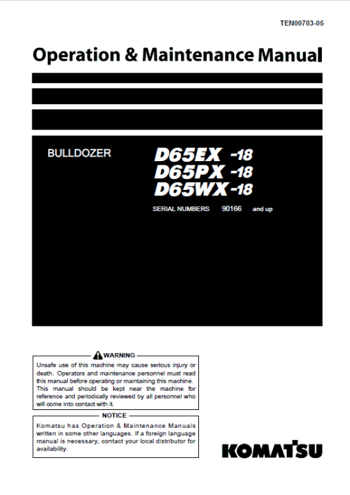 Komatsu D65EX-18, D65PX-18, D65WX-18 Dozer Service Manual - Image 2