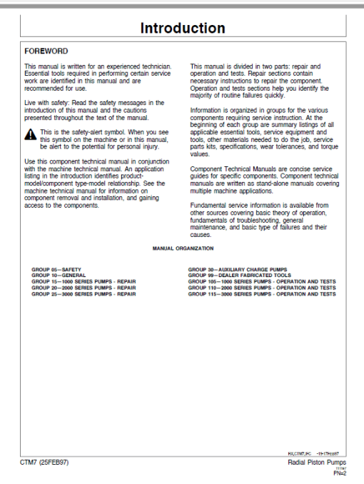 John Deere Radial Piston Pumps Component Technical Manual (CTM7) - Image 2