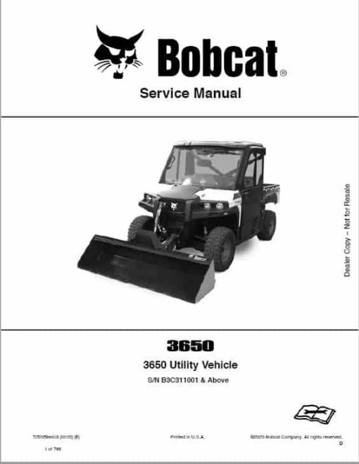 Bobcat 3650 Toolcat Utility Vehicle Service Repair Manual - Image 2