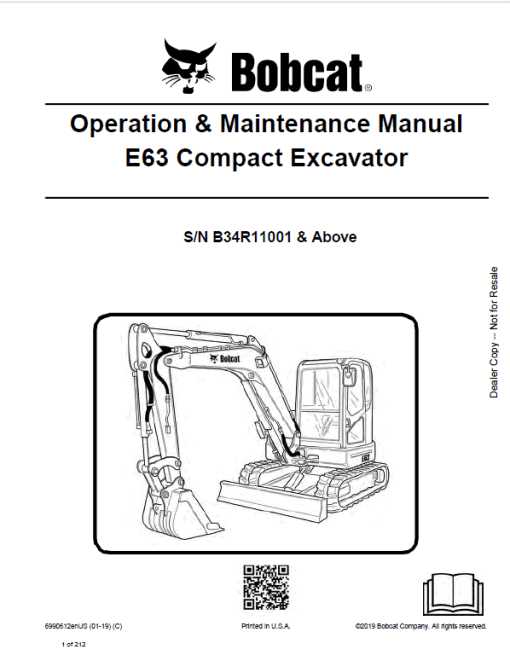 Bobcat E63 Excavator Repair Service Manual - Image 2