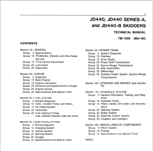 John Deere 440, 440A, 440B Skidder Technical Manual (TM1009) - Image 2