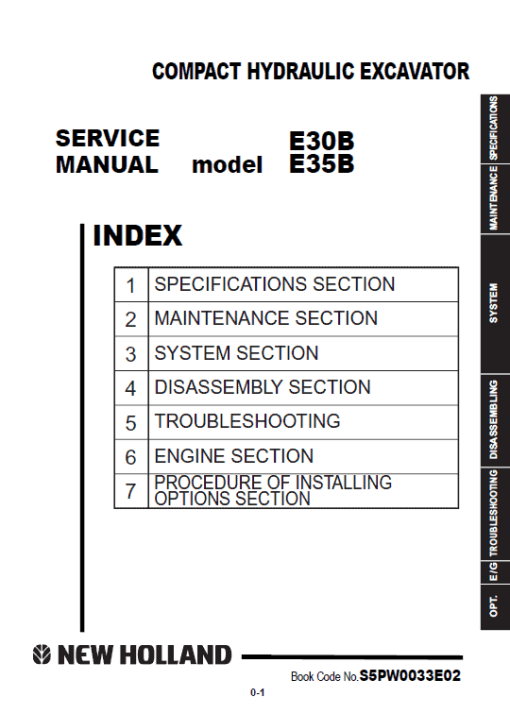 New Holland E30B and E35B Compact Excavator Service Manual - Image 2