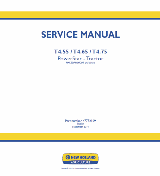 New Holland T4.55, T4.65, T4.75 Tractor Service Manual - Image 2