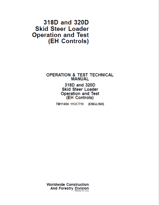 John Deere 318D, 320D SkidSteer Loader Technical Manual (EH Controls) - Image 2