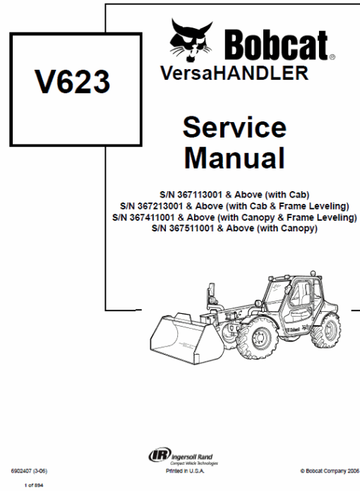 Bobcat V623 VersaHANDLER Telescopic Service Manual - Image 6