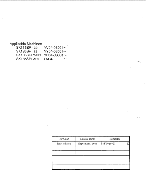 Kobelco SK115SR-1ES, SK135SR-1ES, SK135SRLC-1ES, SK135SRL-1ES Excavator Repair Manual - Image 2