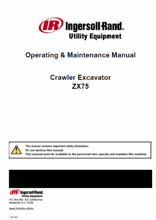 Bobcat ZX75 and ZX125 Excavator Service Manual - Image 6