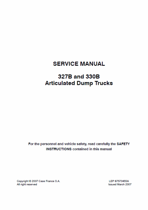 Case 327B, 330B Articulated Trucks Service Manual - Image 2