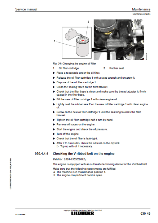 Liebherr L524 Type 1355 Wheel Loader Service Manual - Image 2