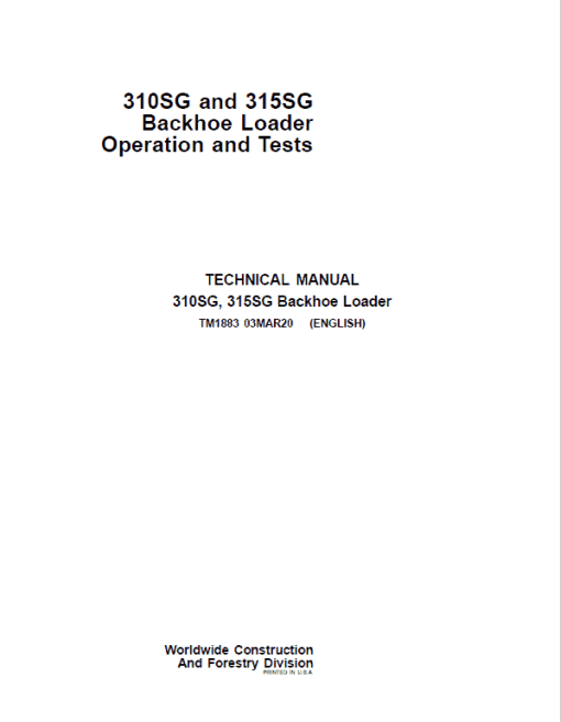 John Deere 310SG, 315SG Backhoe Loader Repair Technical Manual - Image 2