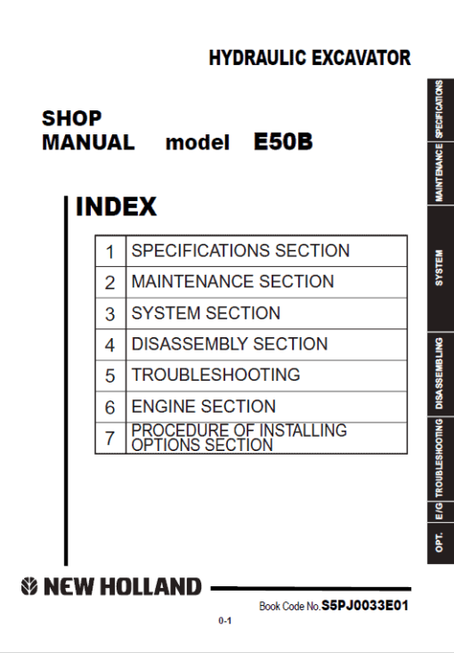 New Holland E50B Hydraulic Excavator Service Manual - Image 2