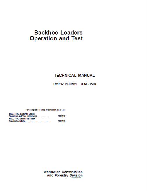 John Deere 410D, 510D Backhoe Loader Repair Technical Manual - Image 2