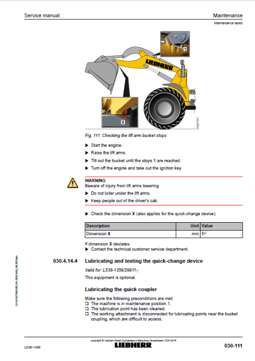 Liebherr L538 Type 1356 Wheel Loader Service Manual - Image 2