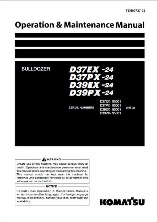 Komatsu D37EX-24, D37PX-24, D39EX-24, D39PX-24 Dozer Service Manual - Image 2